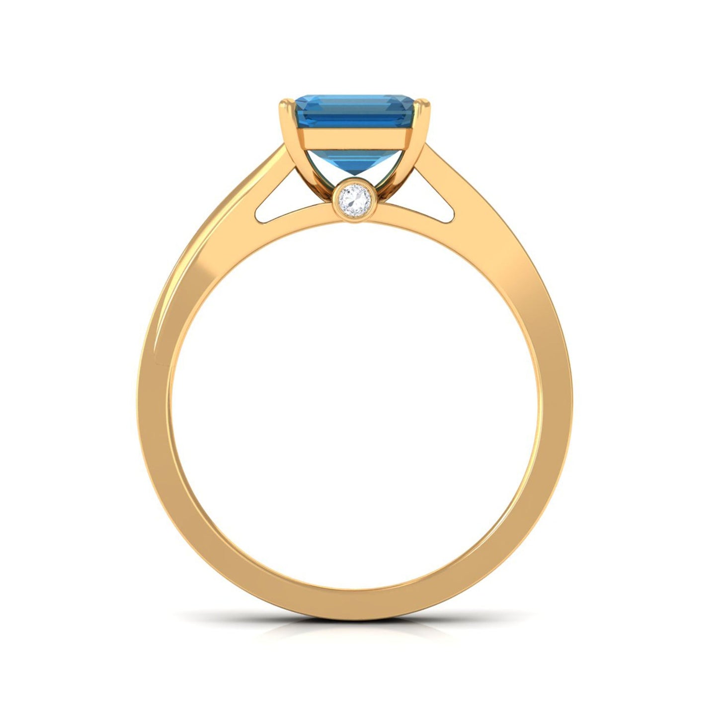 3 Carat Asscher Cut London Blue Topaz Split Shank Engagement Ring with Diamond