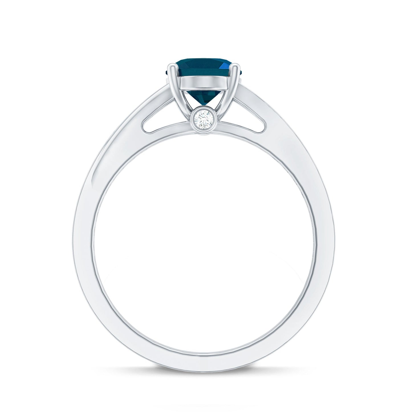 1 Carat Oval Cut London Blue Topaz Engagement Ring with Diamond Split Shank