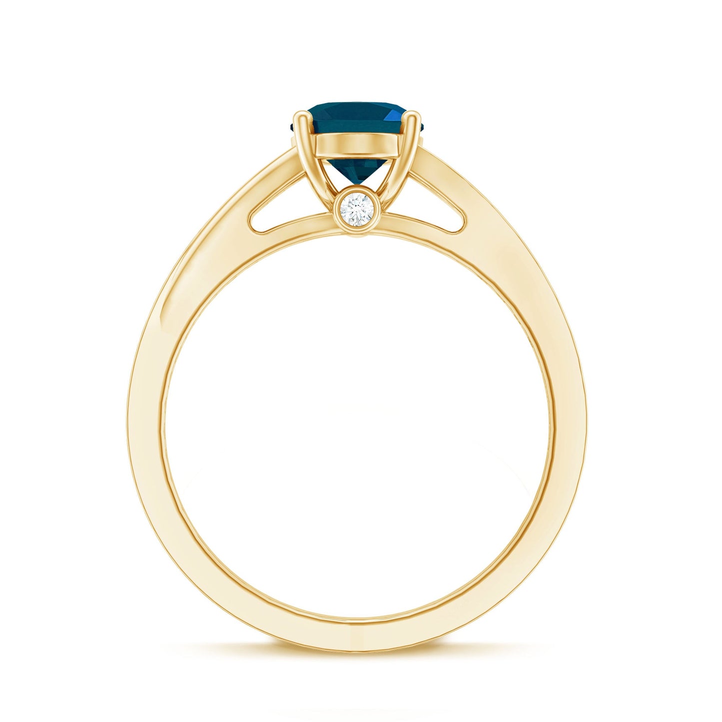 1 Carat Oval Cut London Blue Topaz Engagement Ring with Diamond Split Shank