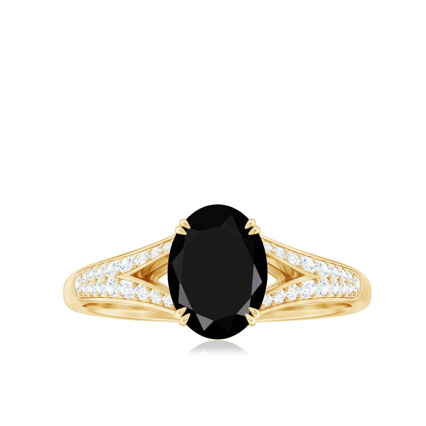 1.9 Carat Oval Lab Grown Black and White Diamond Engagement Ring with Split Shank