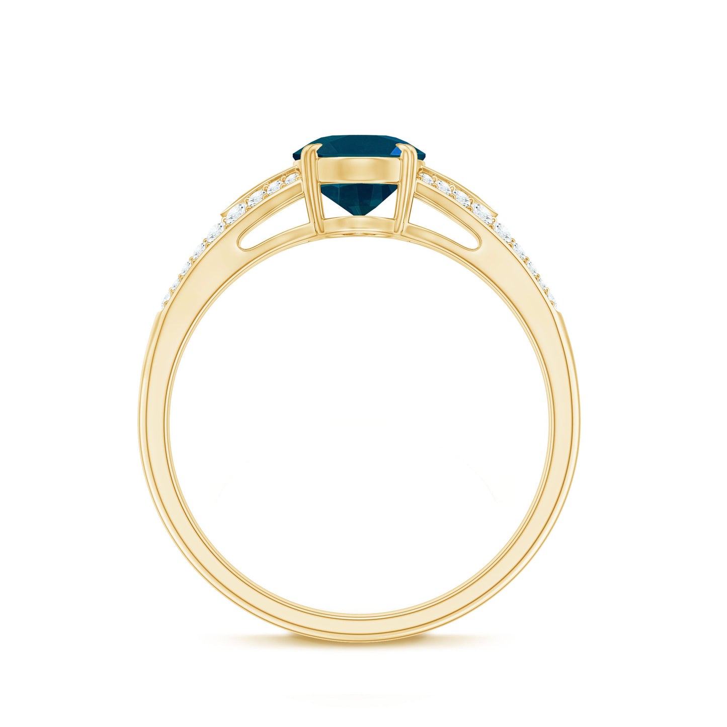 1 Carat Oval Cut London Blue Topaz Solitaire Engagement Ring with Diamond Split Shank
