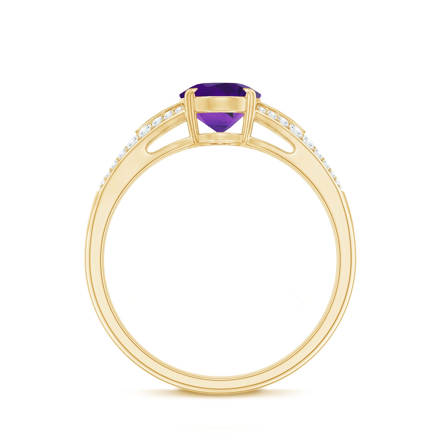 1 Carat Oval Amethyst Solitaire Engagement Ring with Diamond Split Shank