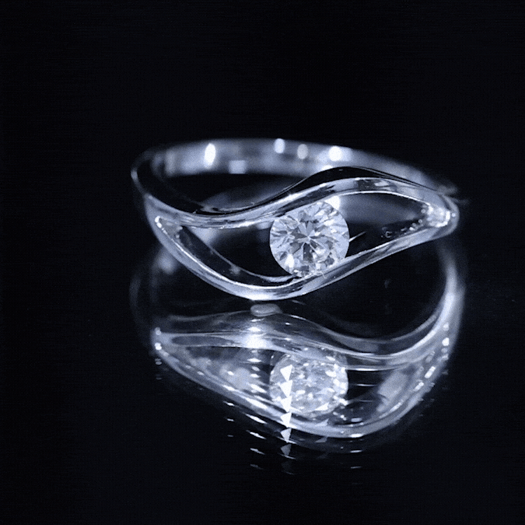 Certified 0.98 Carat Round Moissanite Solitaire Ring with Tension Setting