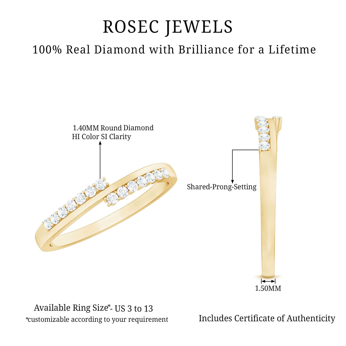Minimalist Real Diamond Stackable Ring for Women