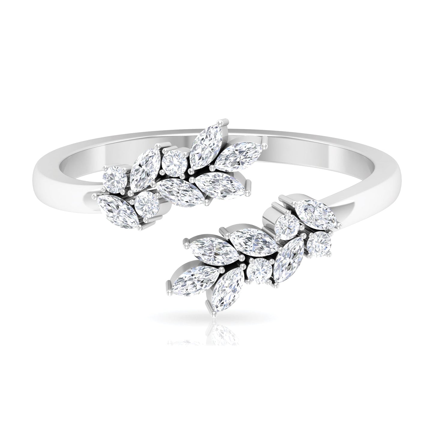 Nature Inspired Diamond Leaf Wrap Ring for Women