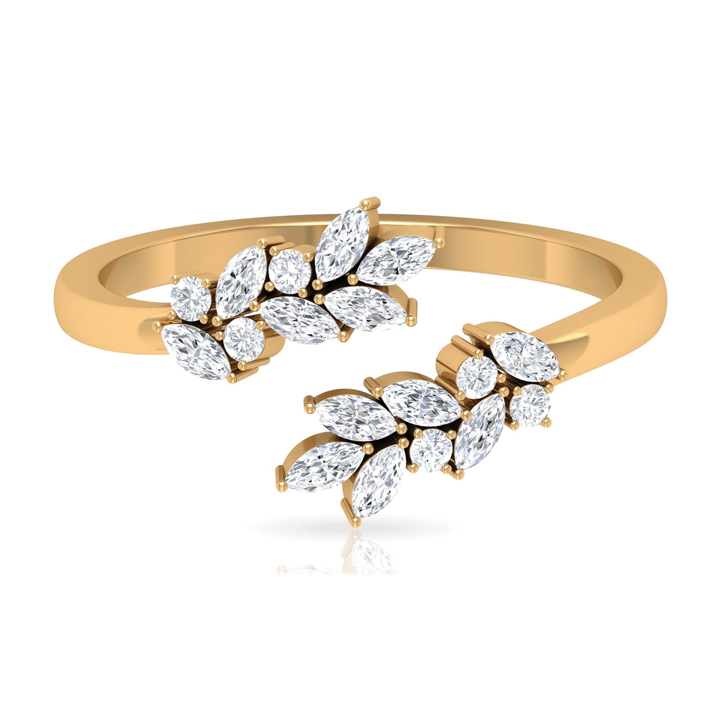 Nature Inspired Diamond Leaf Wrap Ring for Women