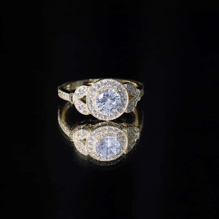 Vintage Inspired Moissanite Halo Engagement Ring