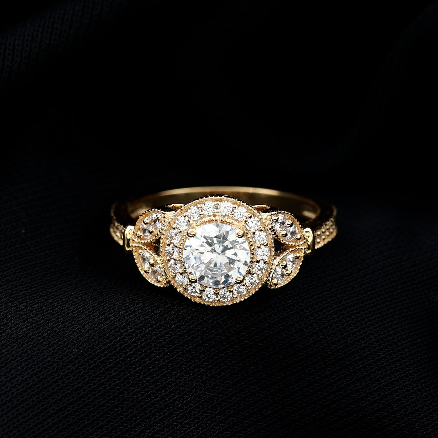 Vintage Inspired Moissanite Halo Engagement Ring