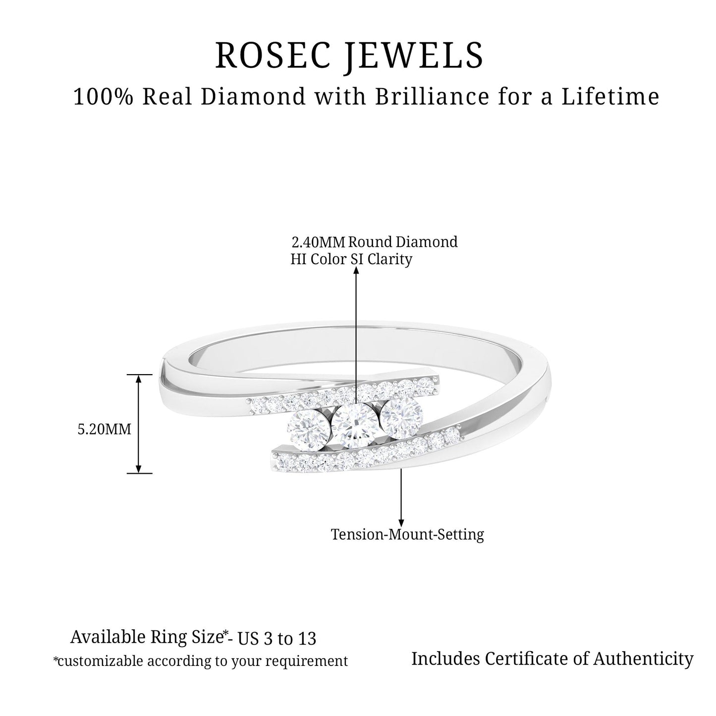 Round Diamond Three Stone Promise Ring