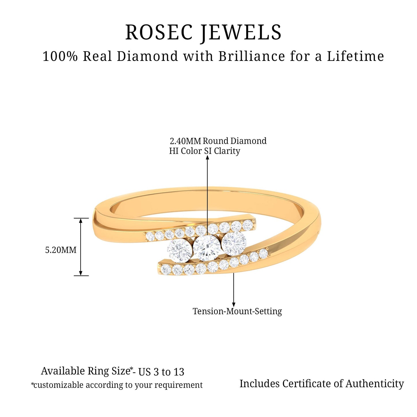 Round Diamond Three Stone Promise Ring