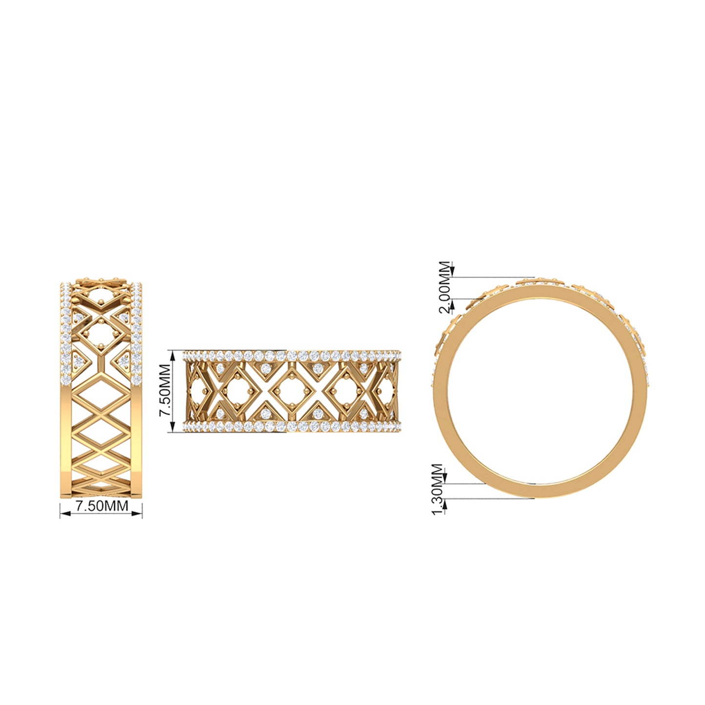 Vintage Inspired Diamond Wide Wedding Band for Women