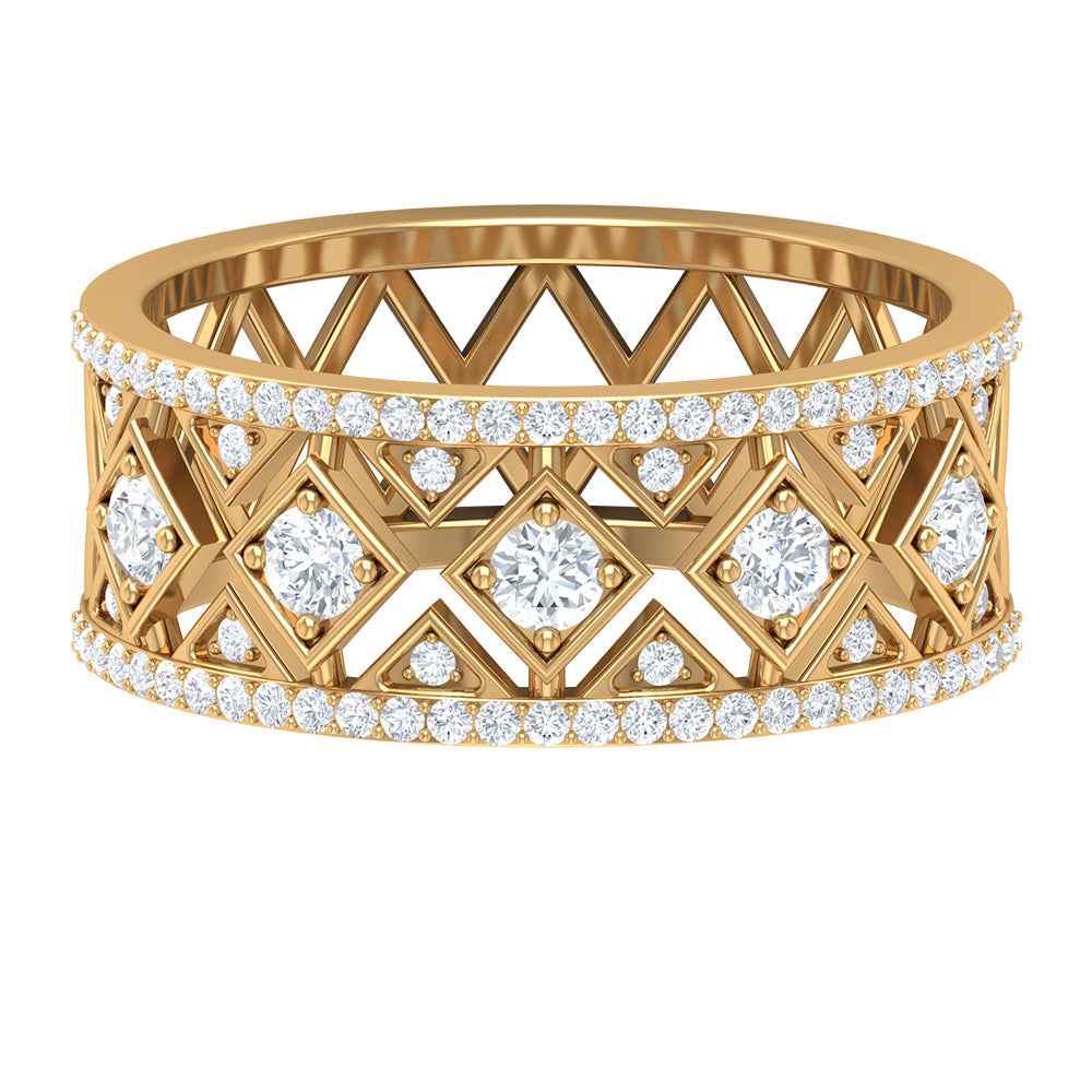 Vintage Inspired Diamond Wide Wedding Band for Women