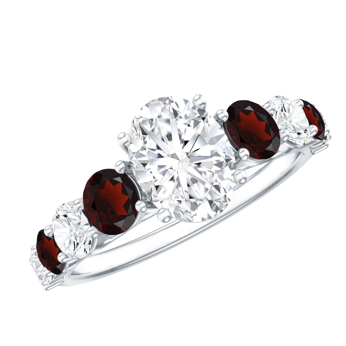 1.2 Carat Certified Moissanite Oval Engagement Ring with Garnet