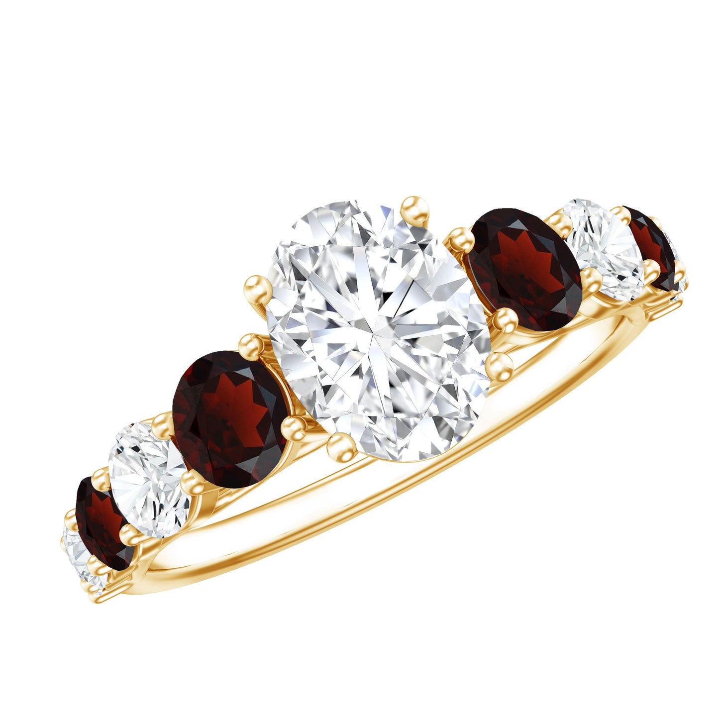 1.2 Carat Certified Moissanite Oval Engagement Ring with Garnet