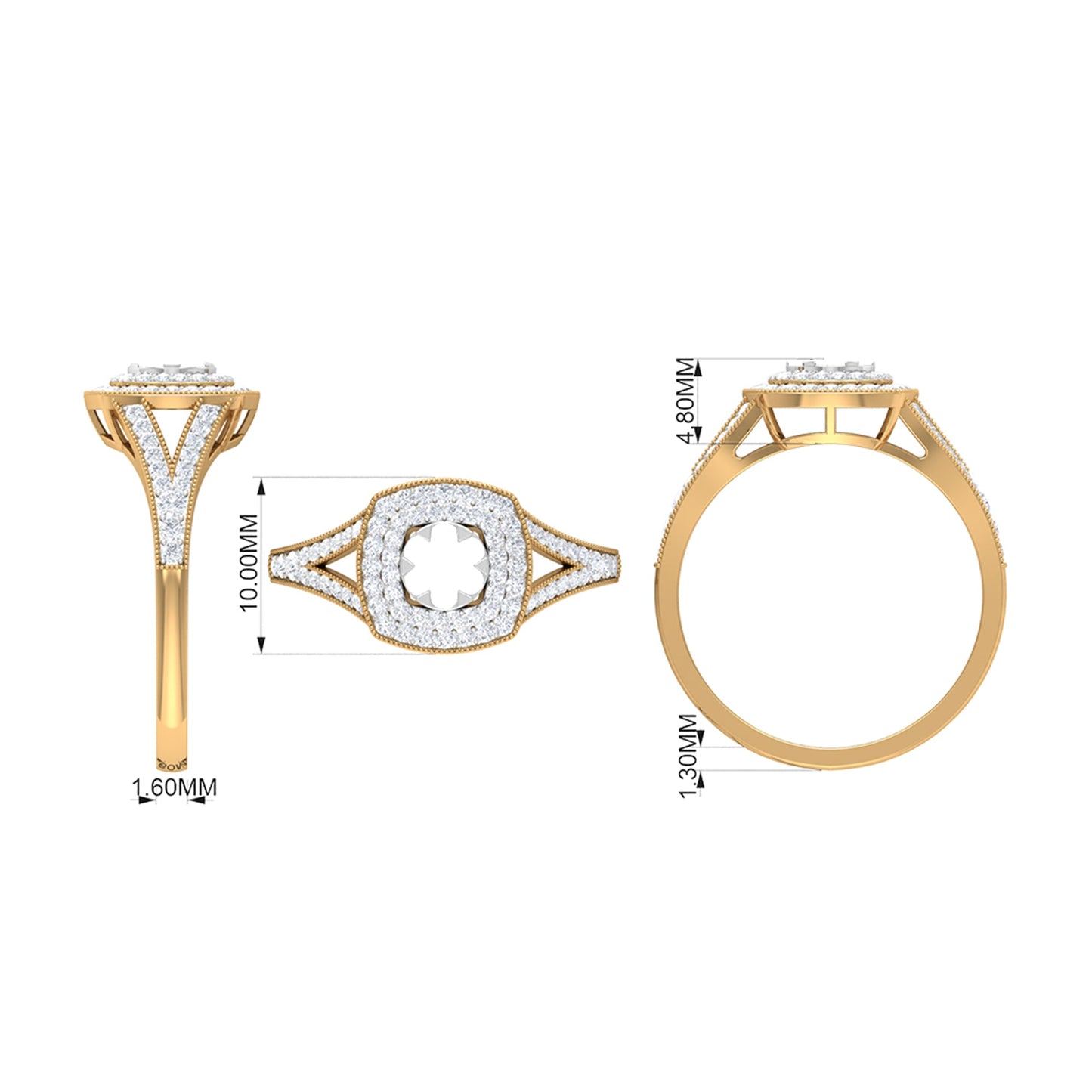 Vintage Looking Diamond Engagement Ring with Split Shank