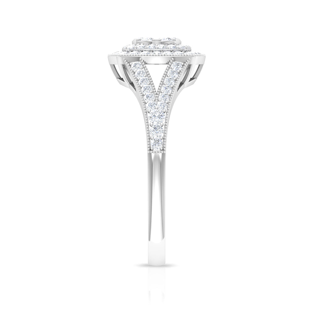Vintage Looking Diamond Engagement Ring with Split Shank
