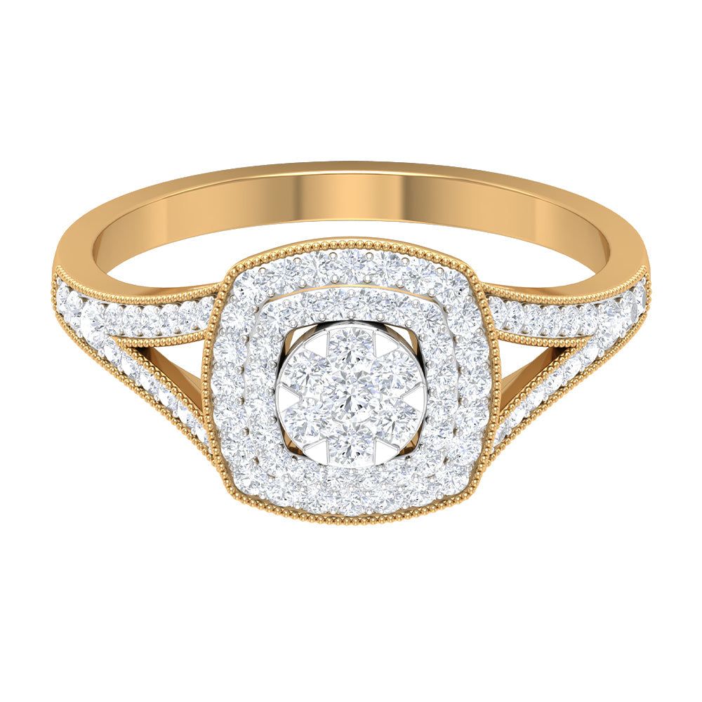 Vintage Looking Diamond Engagement Ring with Split Shank