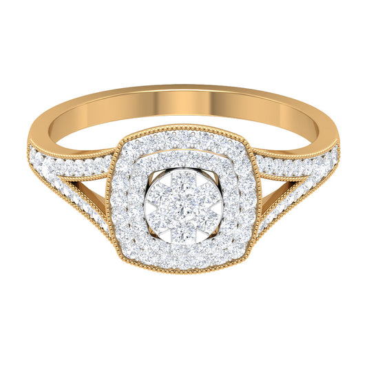 Vintage Looking Diamond Engagement Ring with Split Shank