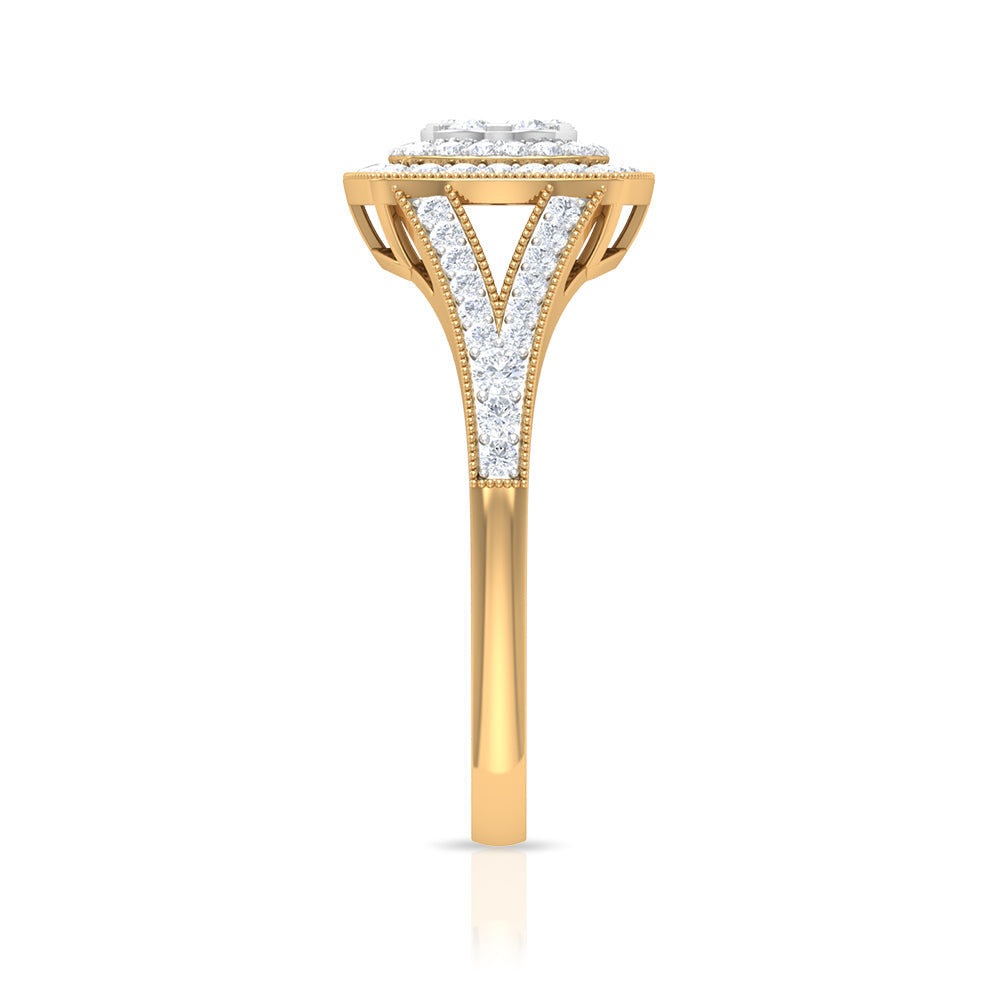 Vintage Looking Diamond Engagement Ring with Split Shank