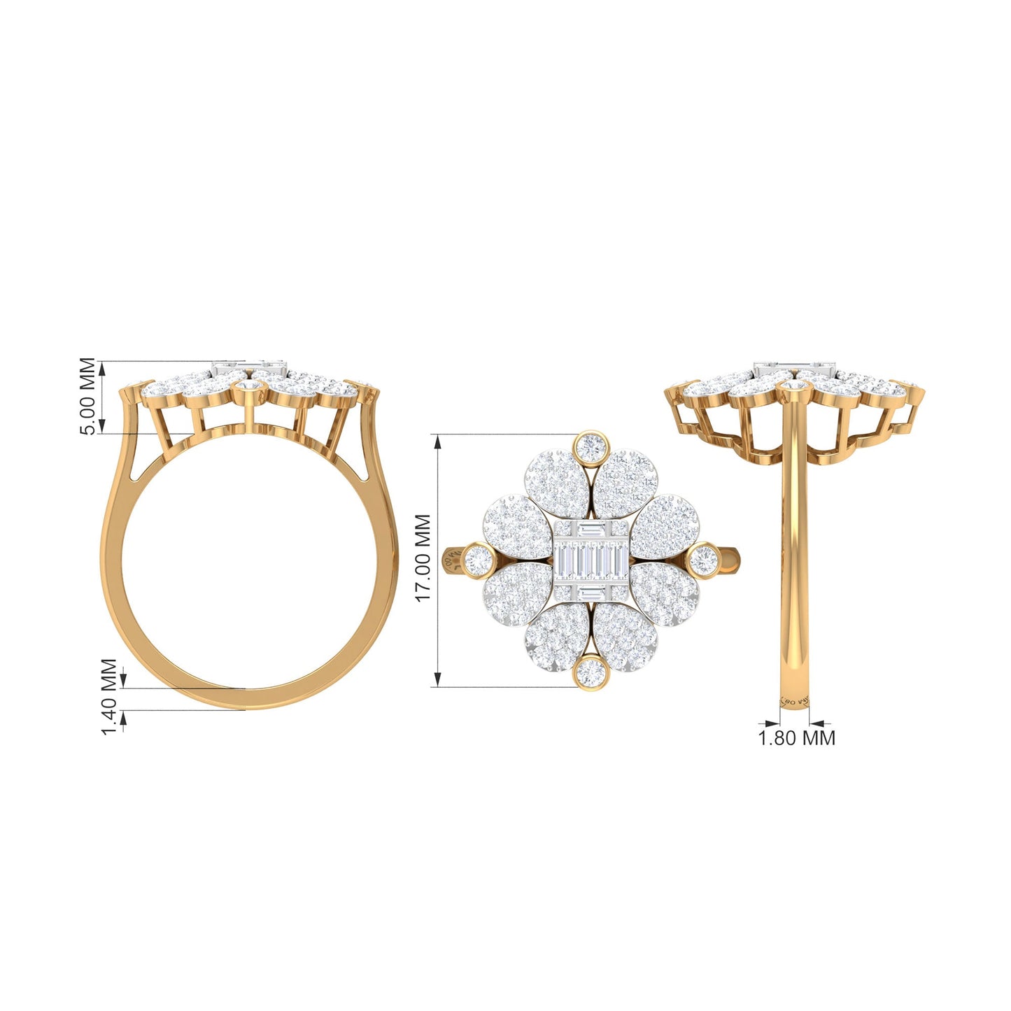 Natural Diamond Statement Engagement Ring in Illusion Set