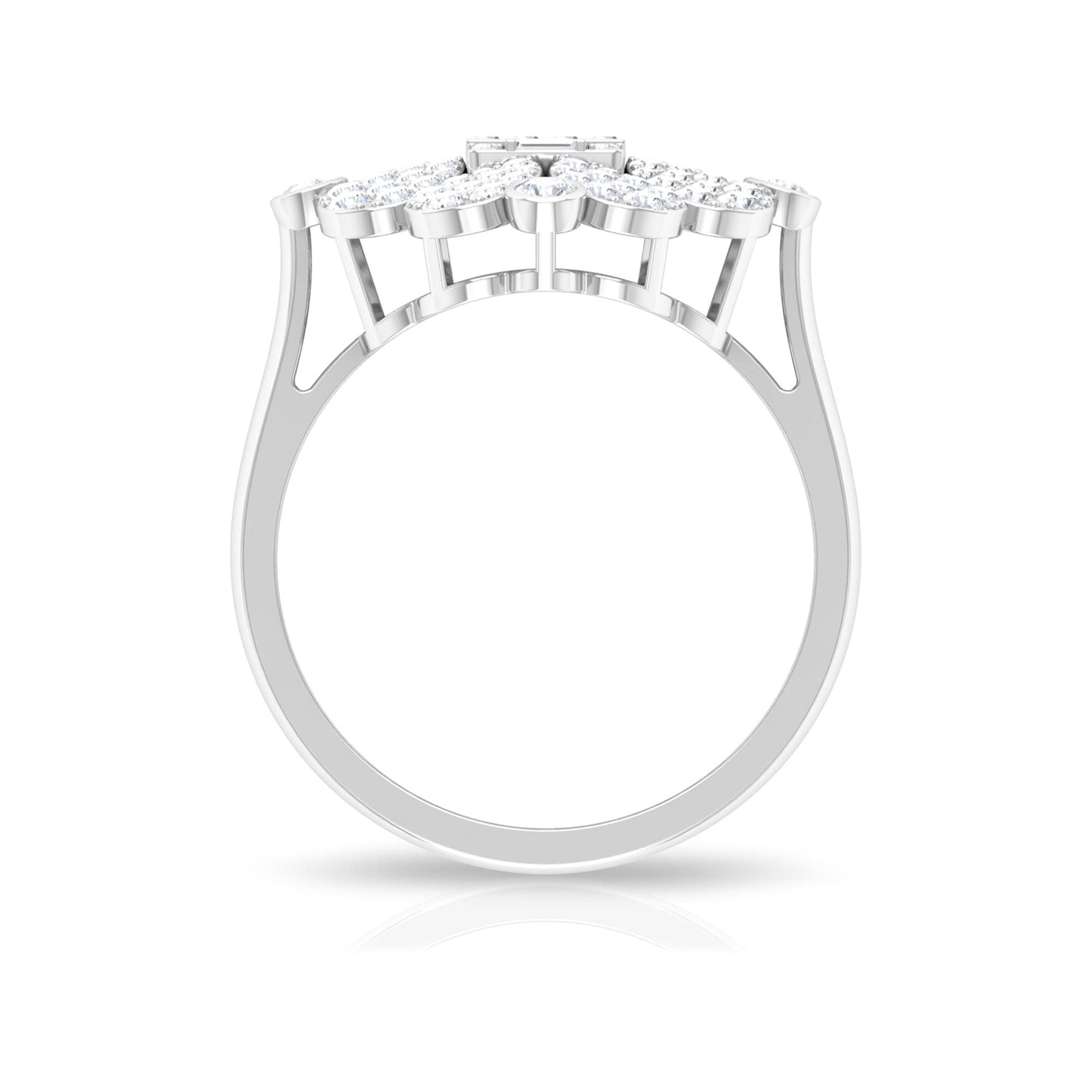 Natural Diamond Statement Engagement Ring in Illusion Set