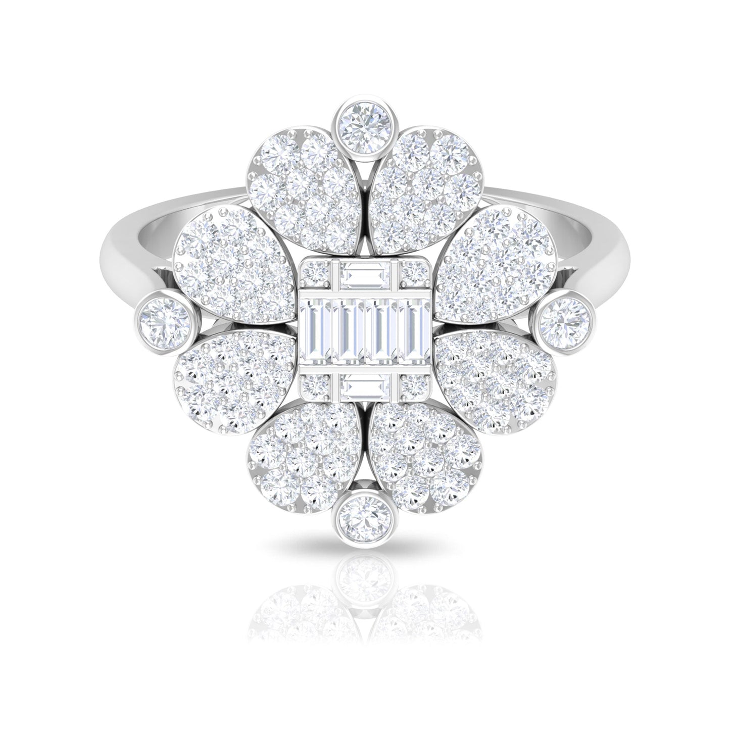Natural Diamond Statement Engagement Ring in Illusion Set