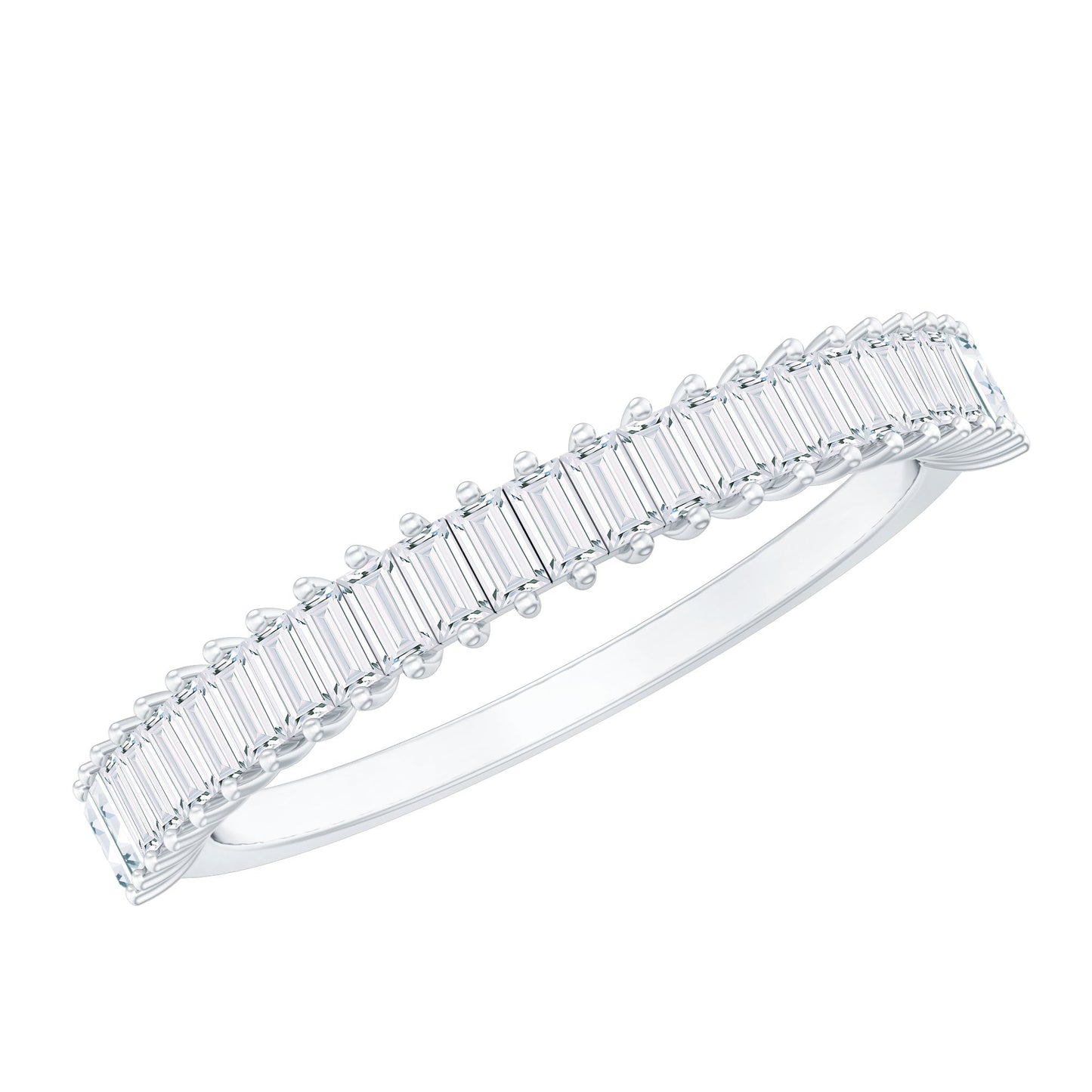Natural Baguette Diamond Half Eternity Ring for Anniversary