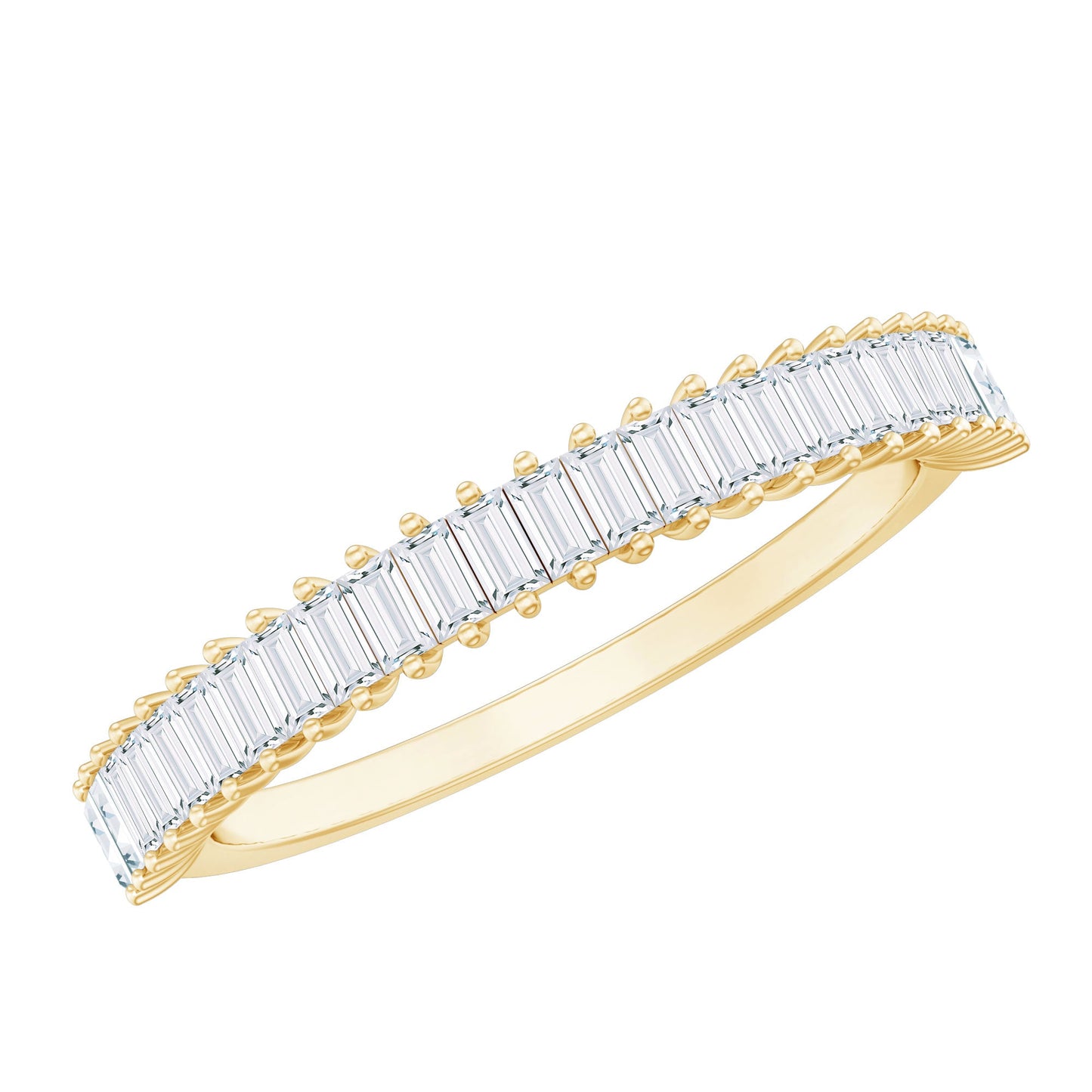Natural Baguette Diamond Half Eternity Ring for Anniversary