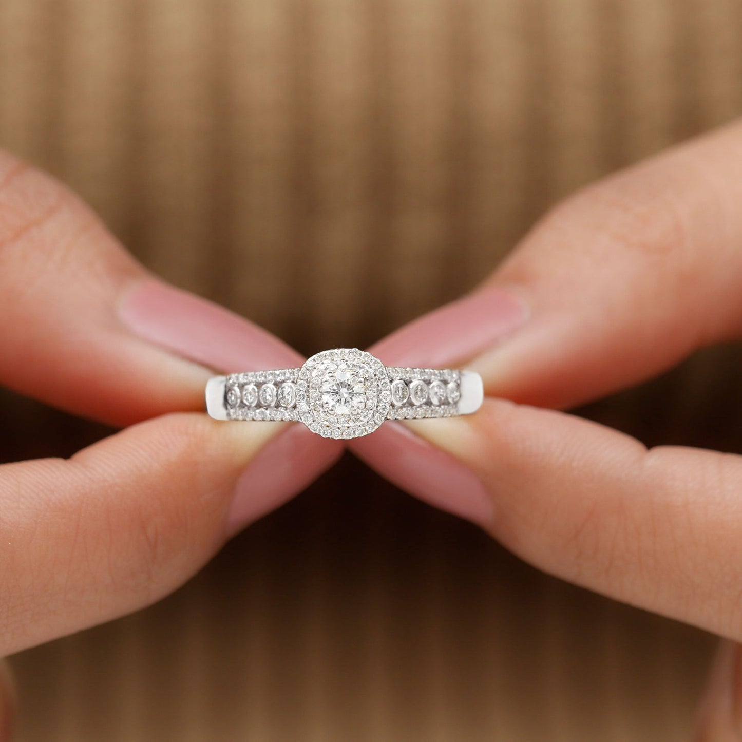 Certified Diamond Halo Engagement Ring For Women