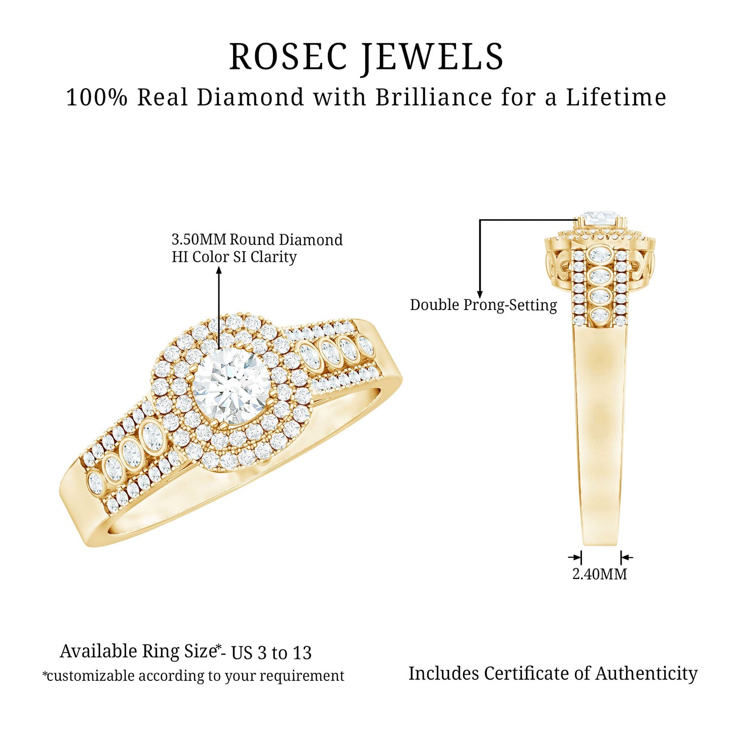 Certified Diamond Halo Engagement Ring For Women