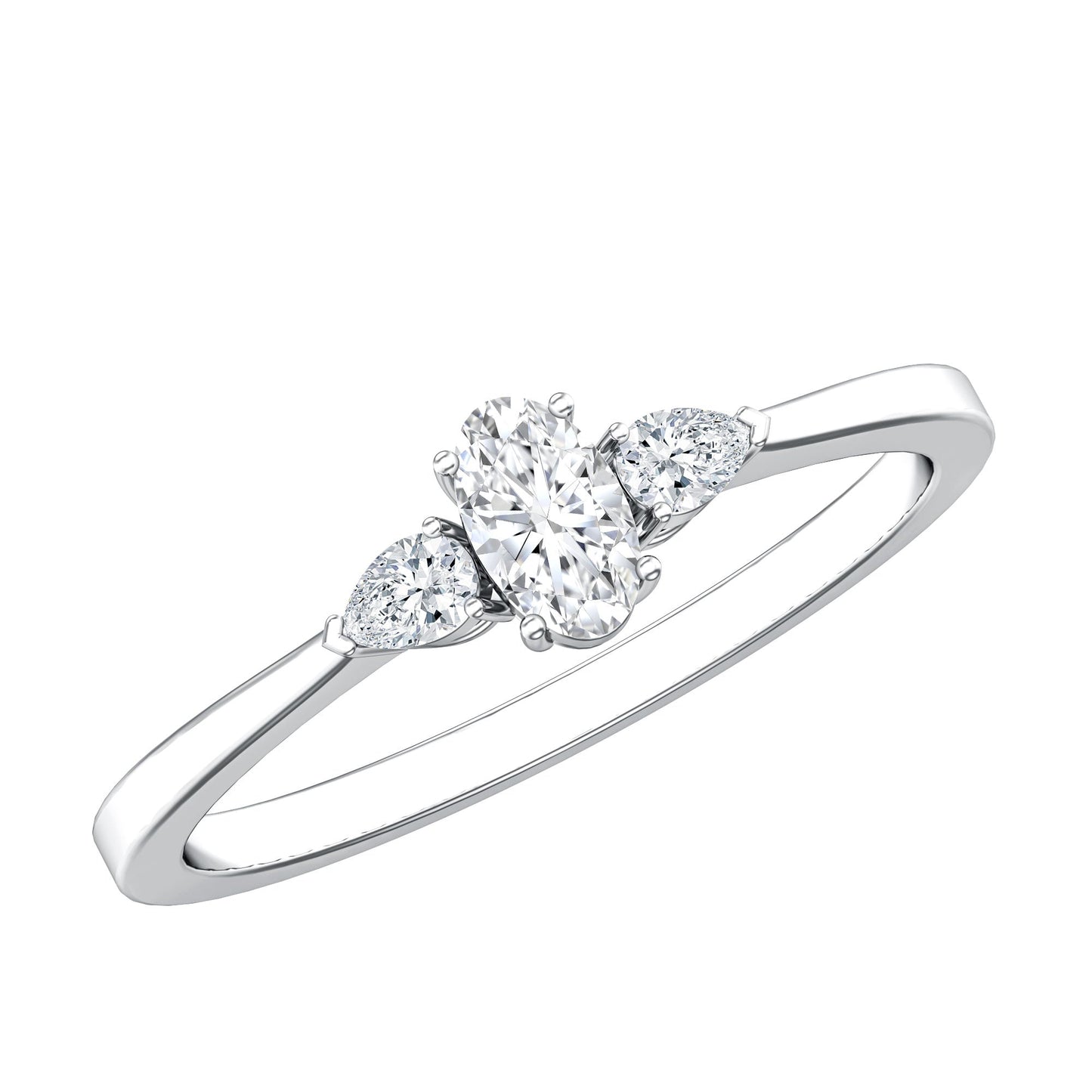 Real Diamond 3 Stone Promise Ring for Valentines