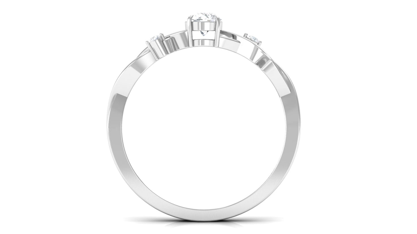 Natural Diamond Promise Ring with Crossover Shank