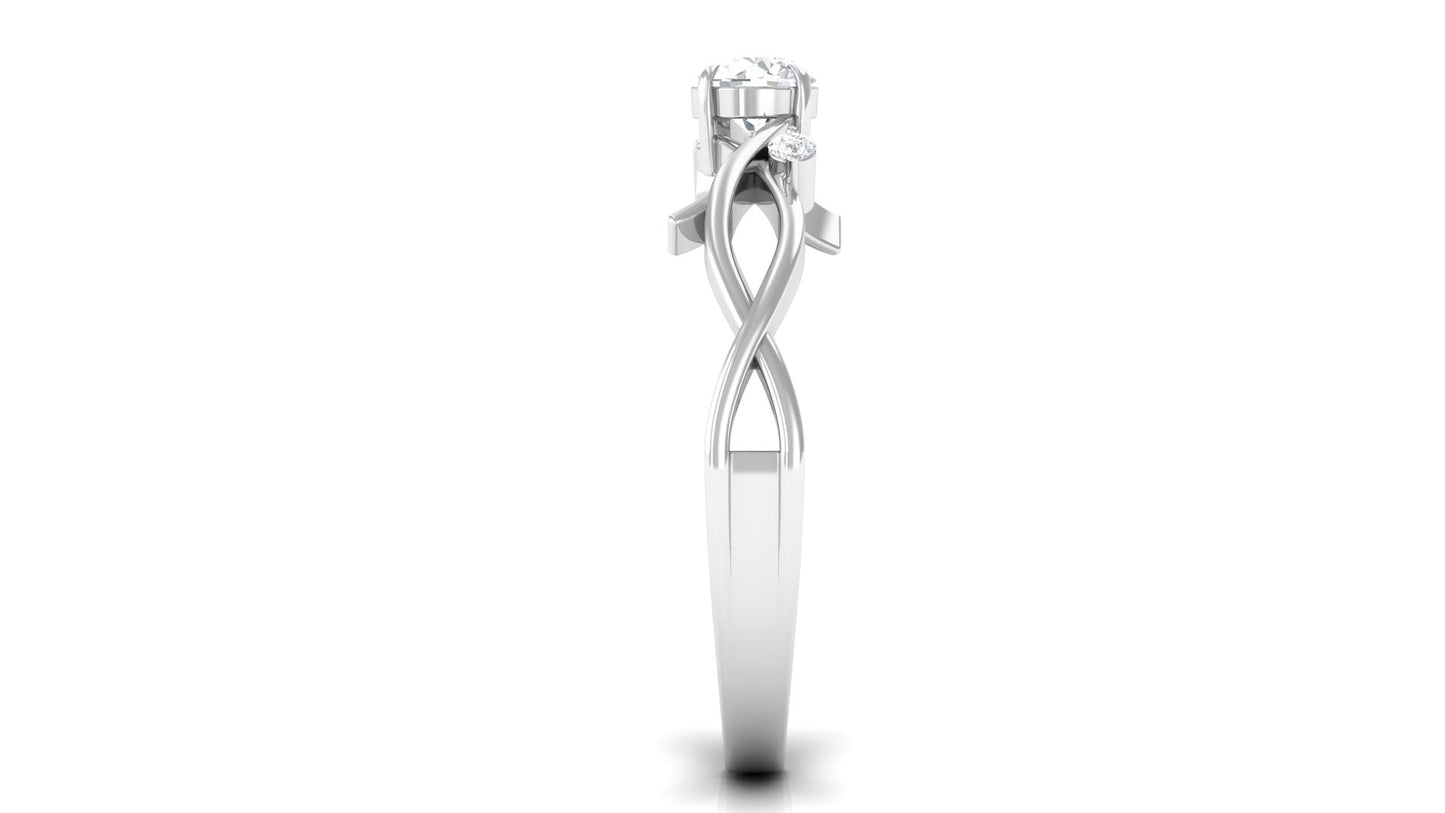 Natural Diamond Promise Ring with Crossover Shank