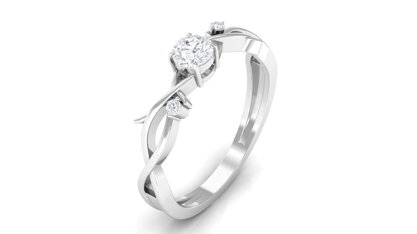 Natural Diamond Promise Ring with Crossover Shank