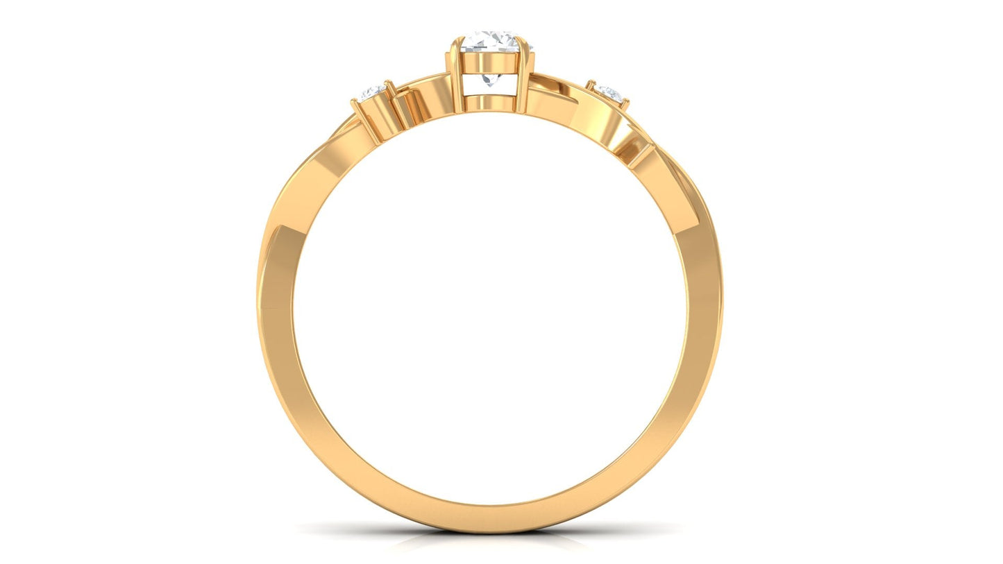 Natural Diamond Promise Ring with Crossover Shank