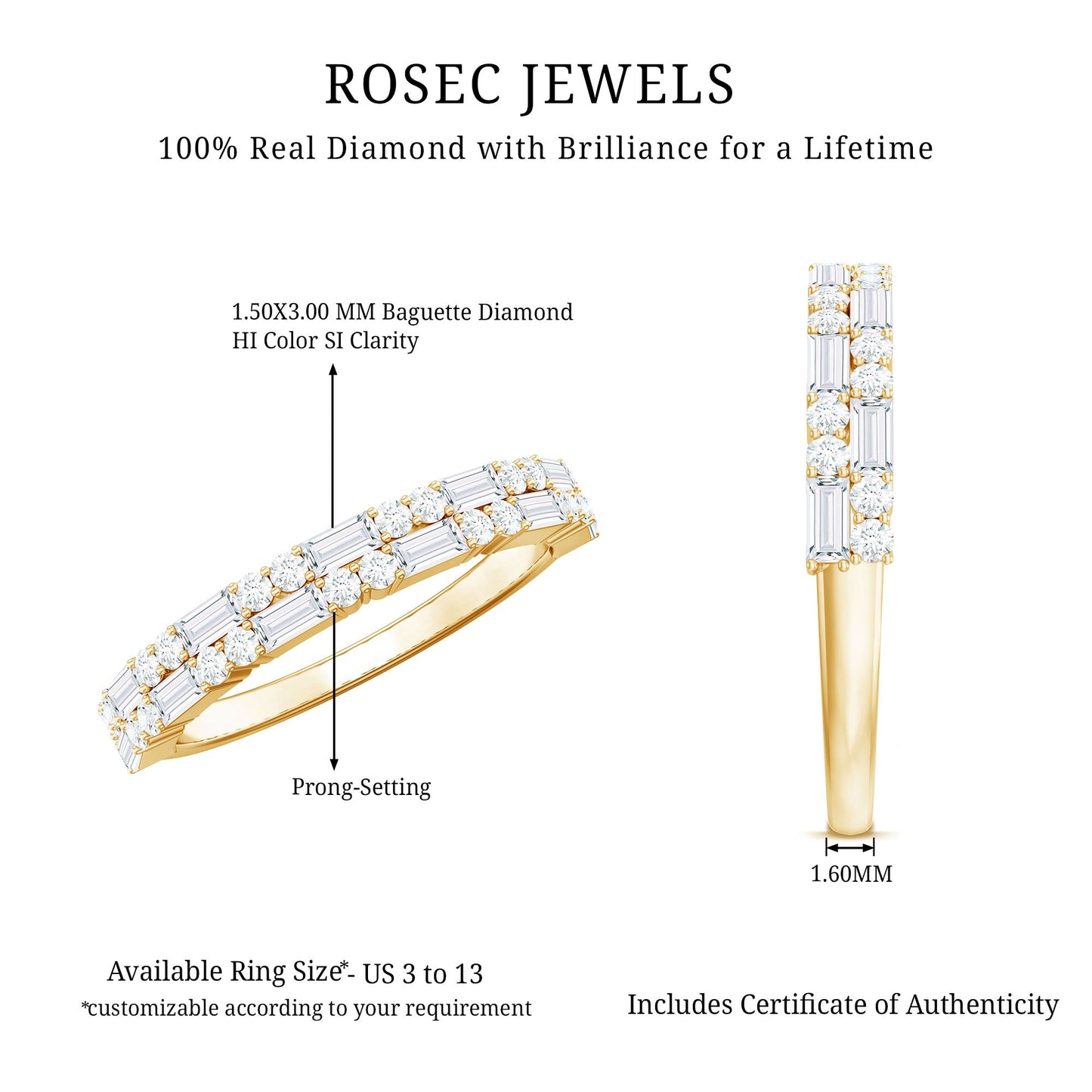 Natural Diamond Half Eternity Anniversary Ring in East West Style