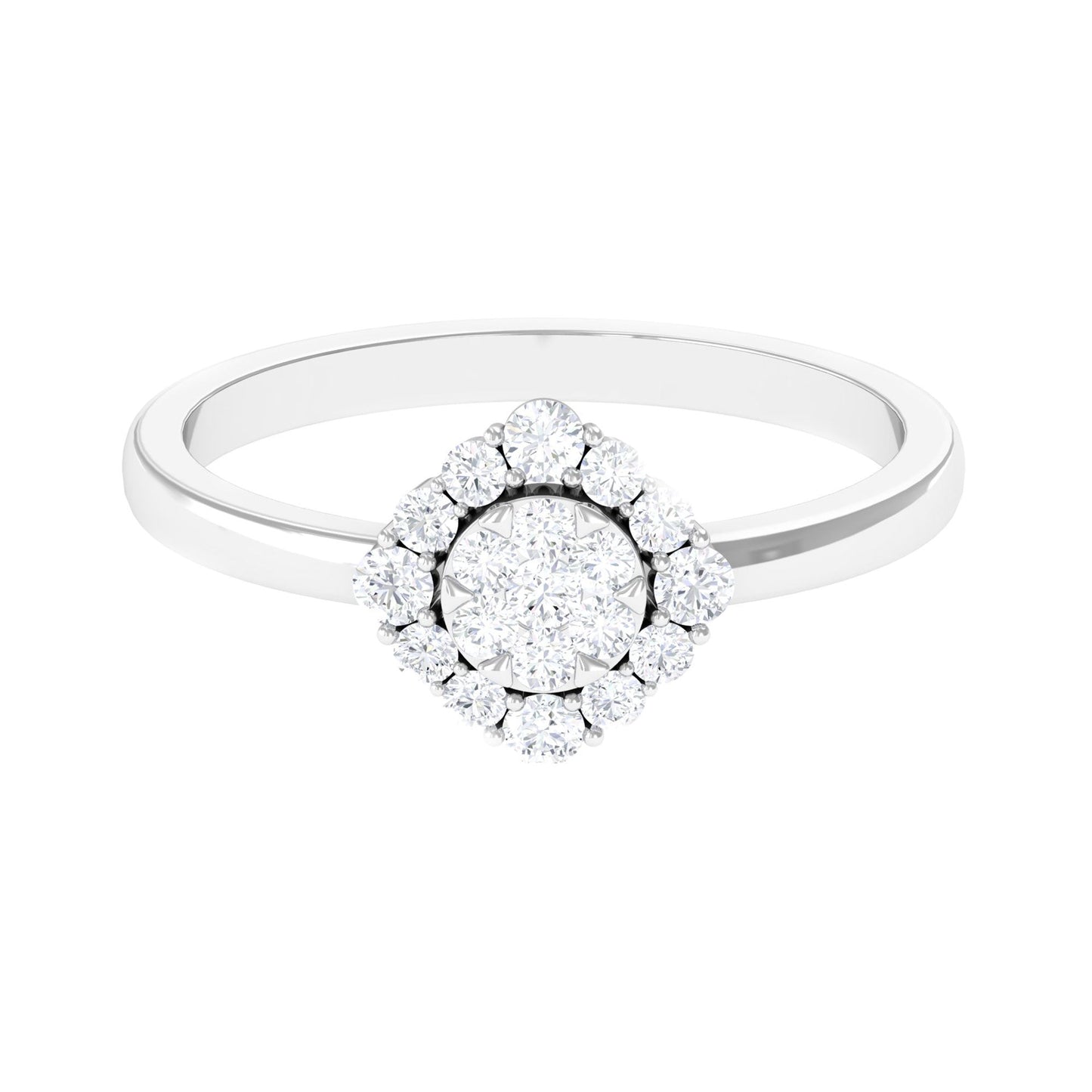 Natural Diamond Classic Engagement Ring with Halo