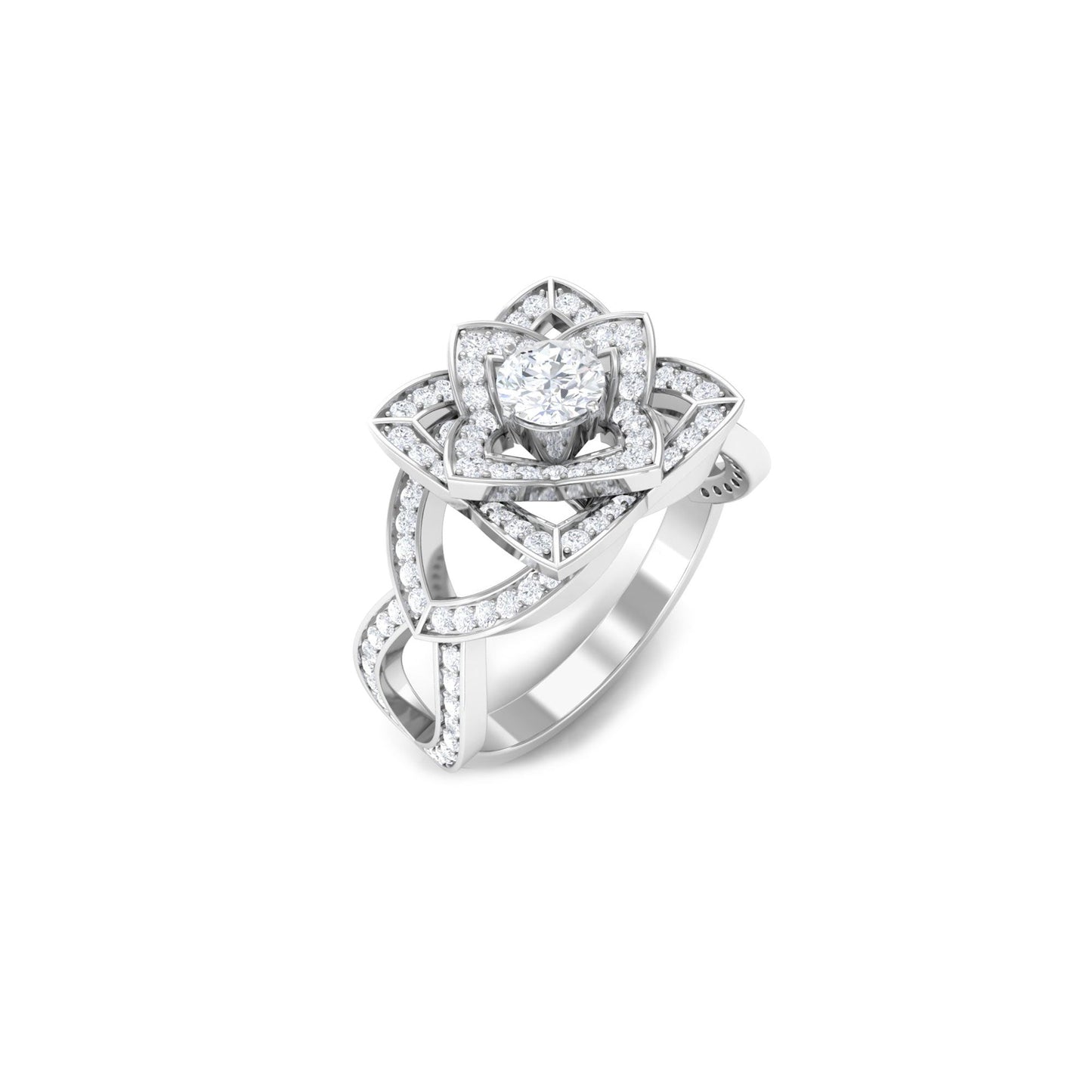 Genuine Diamond Blooming Flower Engagement Ring for Women