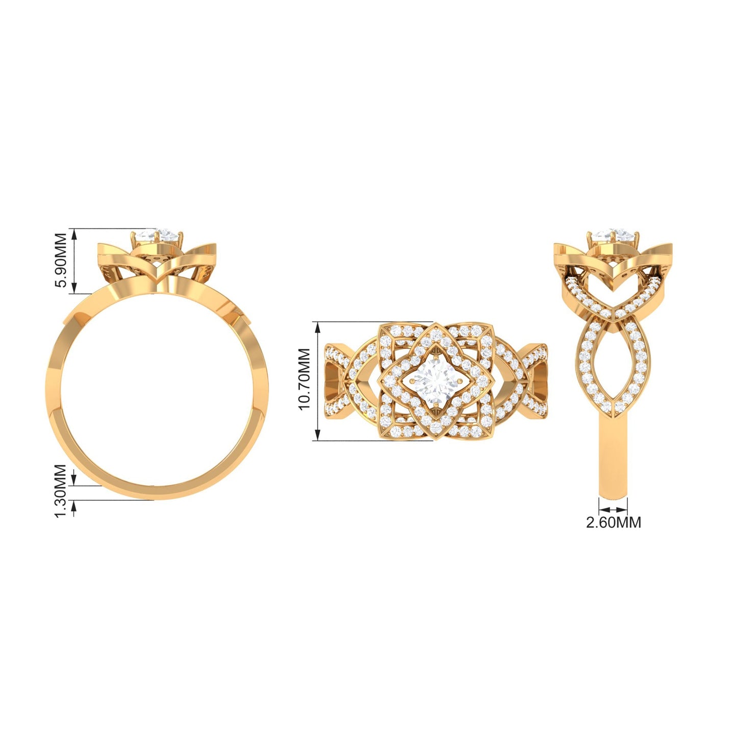 Genuine Diamond Blooming Flower Engagement Ring for Women