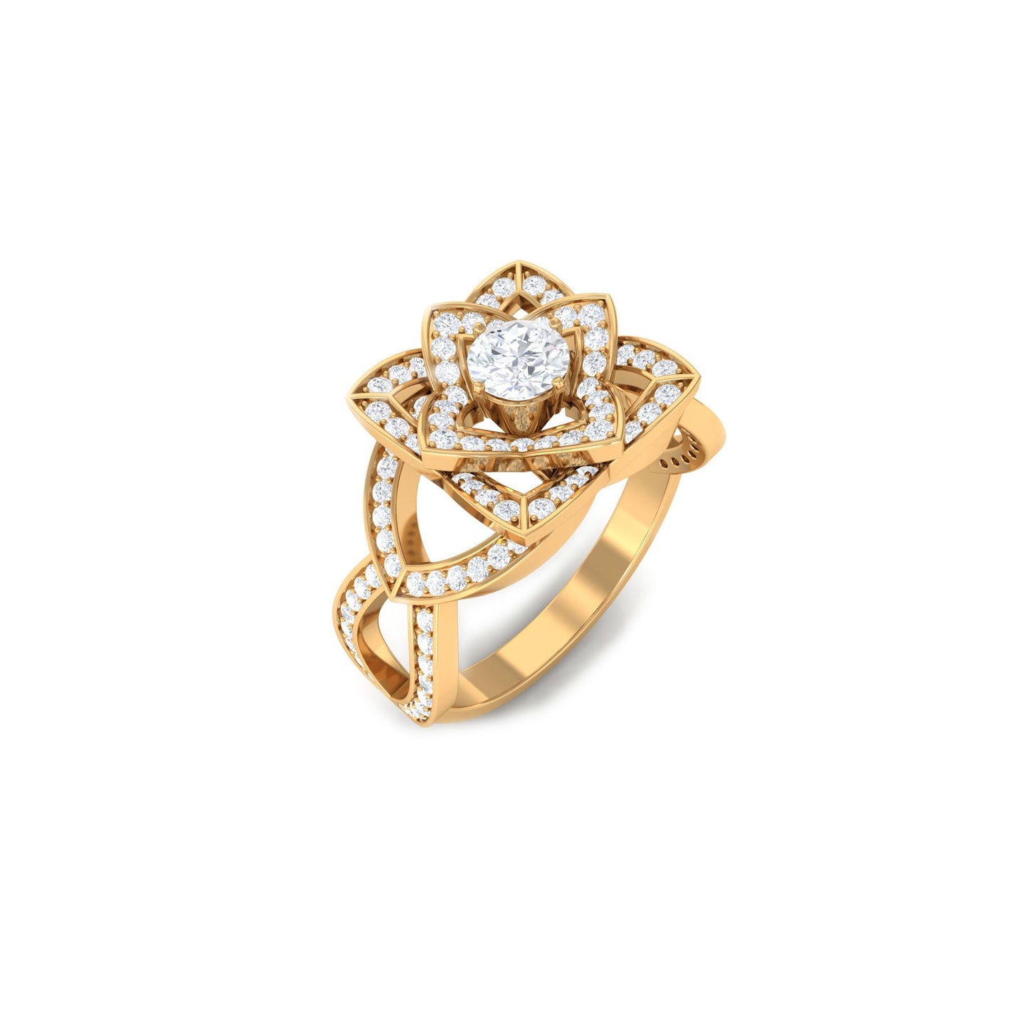 Genuine Diamond Blooming Flower Engagement Ring for Women