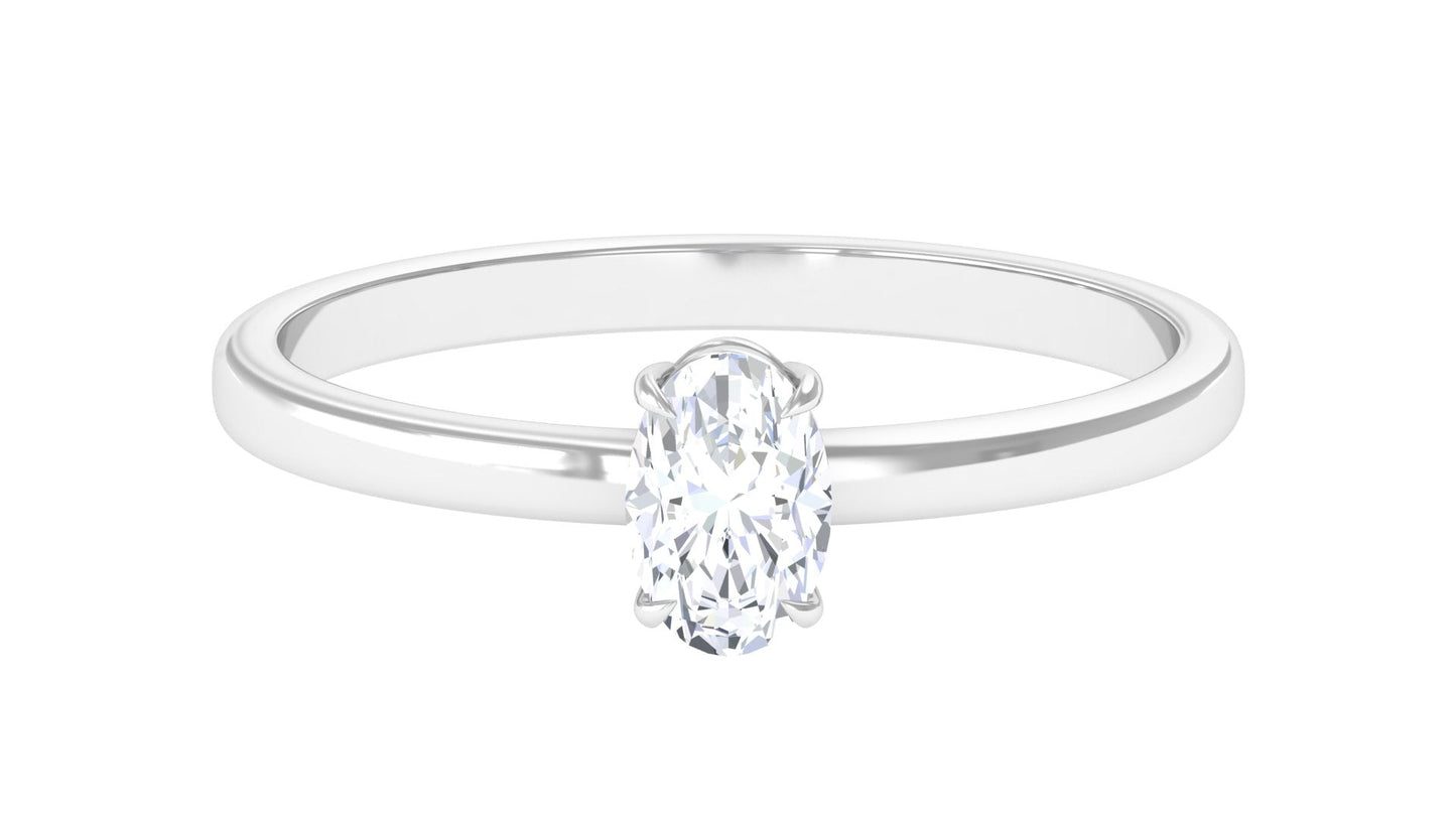 Natural Oval Diamond Solitaire Promise Ring with Certificate