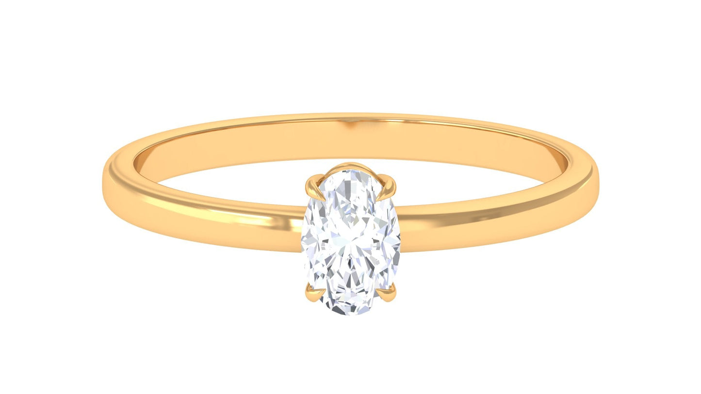 Natural Oval Diamond Solitaire Promise Ring with Certificate