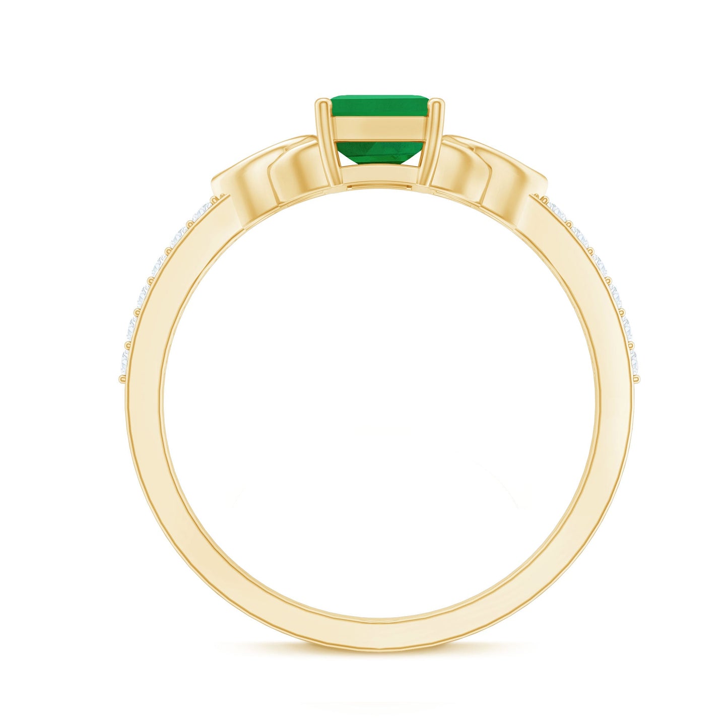 Natural 1.2 Carat Emerald Cut Emerald Diamond Engagement Ring with Celtic Knot