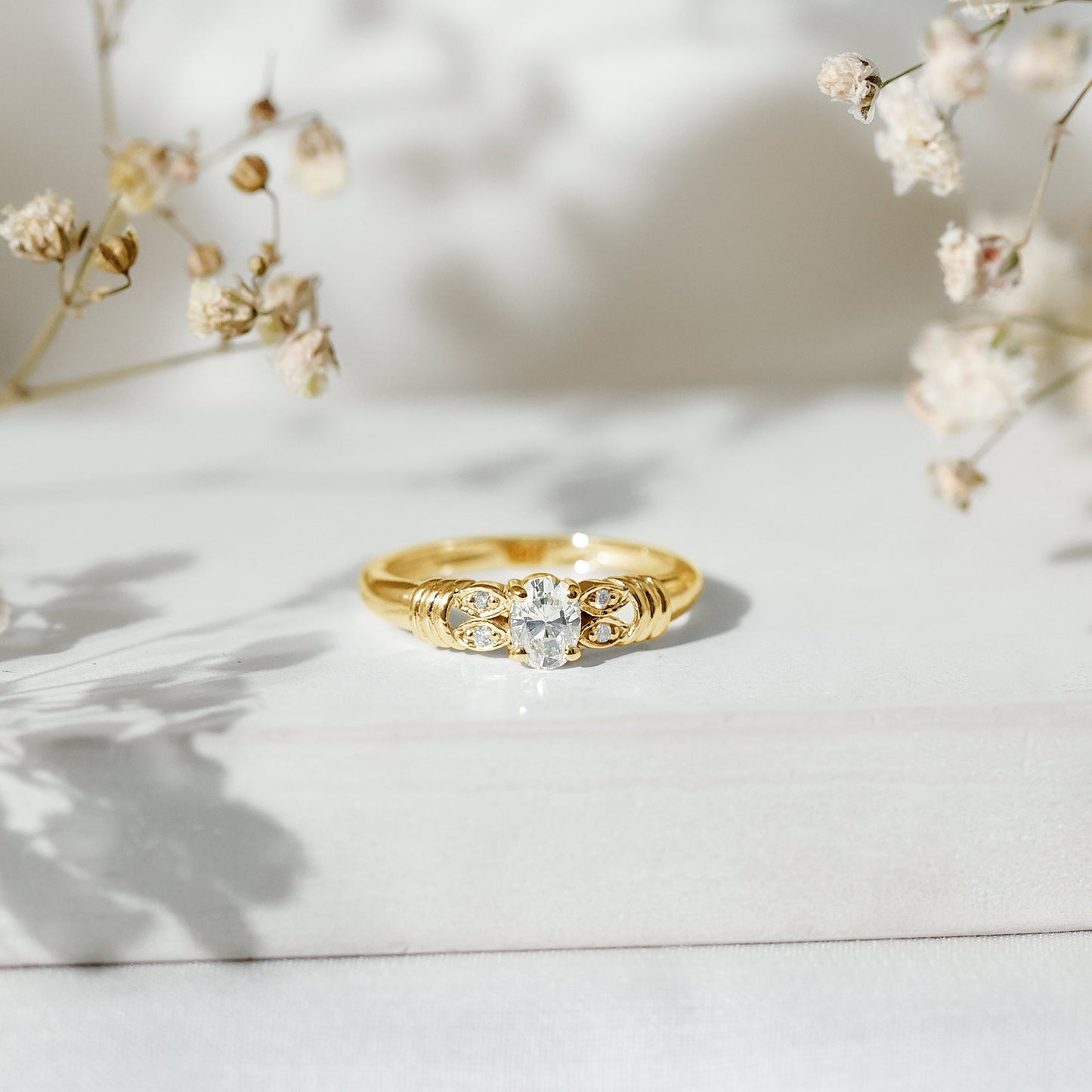 Natural Oval Cut Diamond Solitaire Engagement Ring