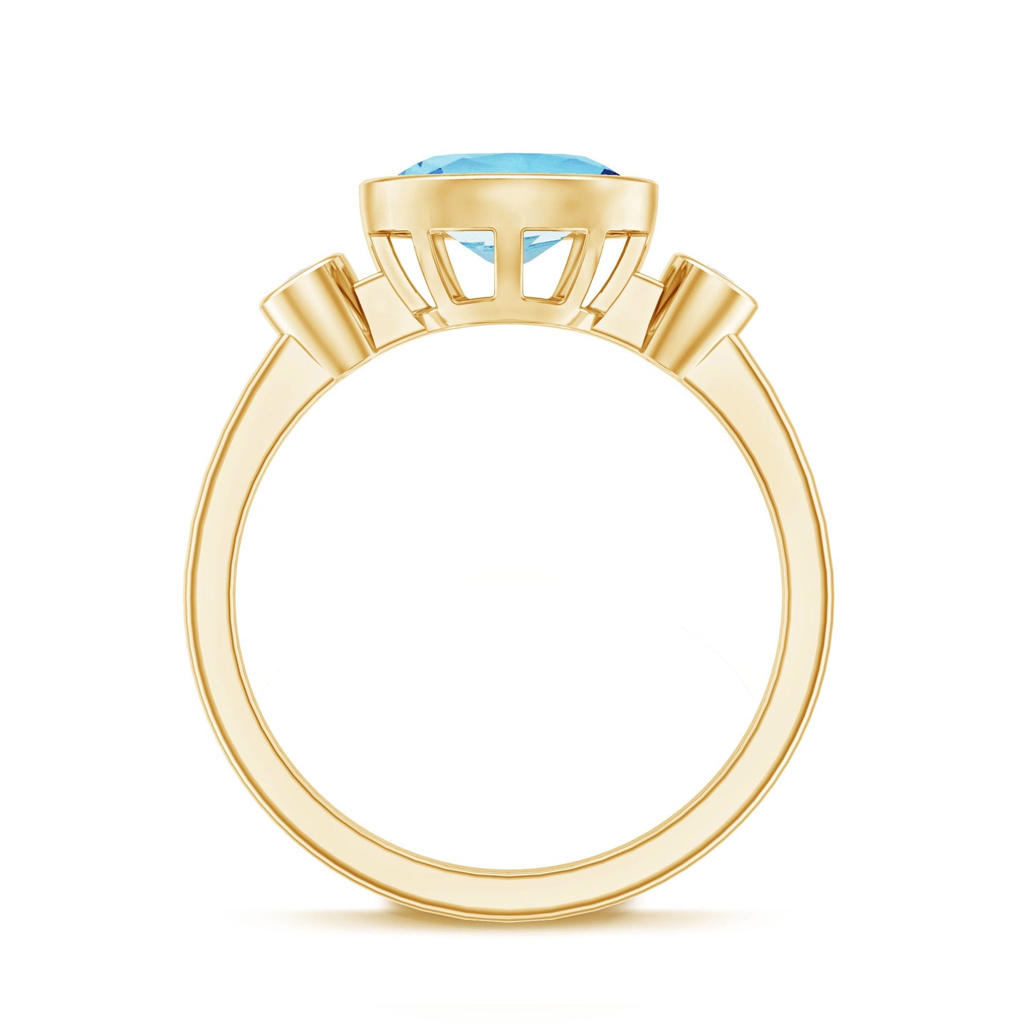 Bezel Set Aquamarine and Diamond East West Engagement Ring