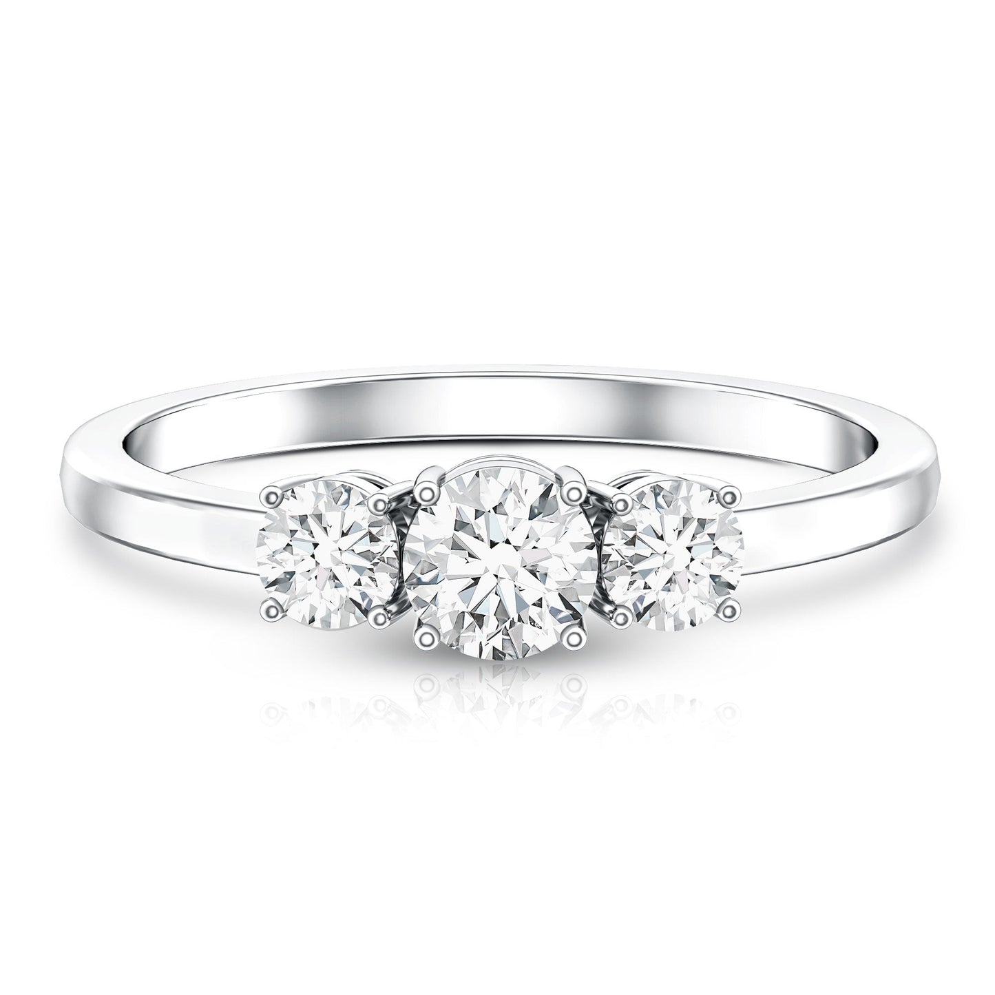 Natural Diamond 3 Stone Engagement Ring with Certificate