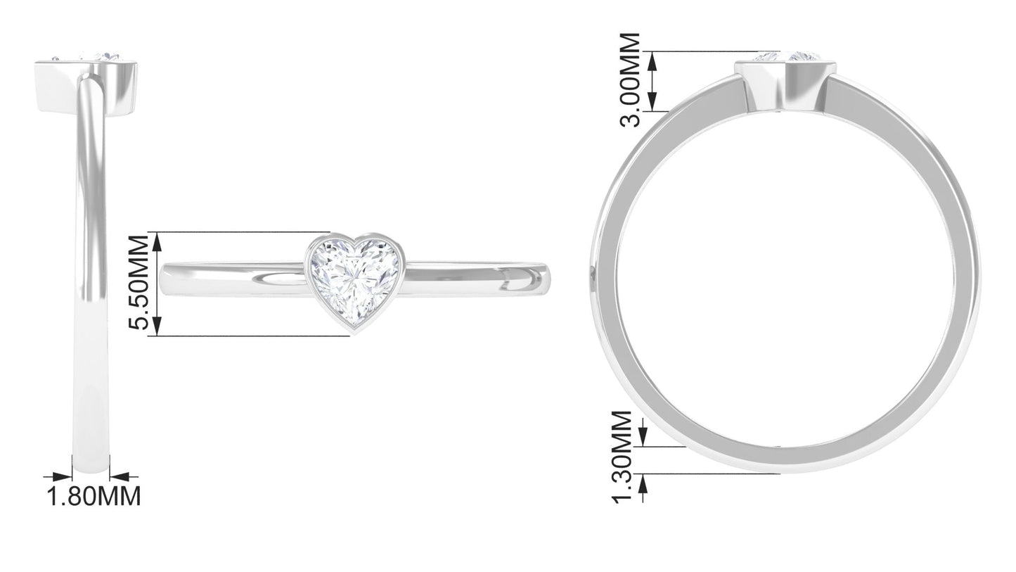Natural Diamond Heart Promise Ring in Bezel Setting