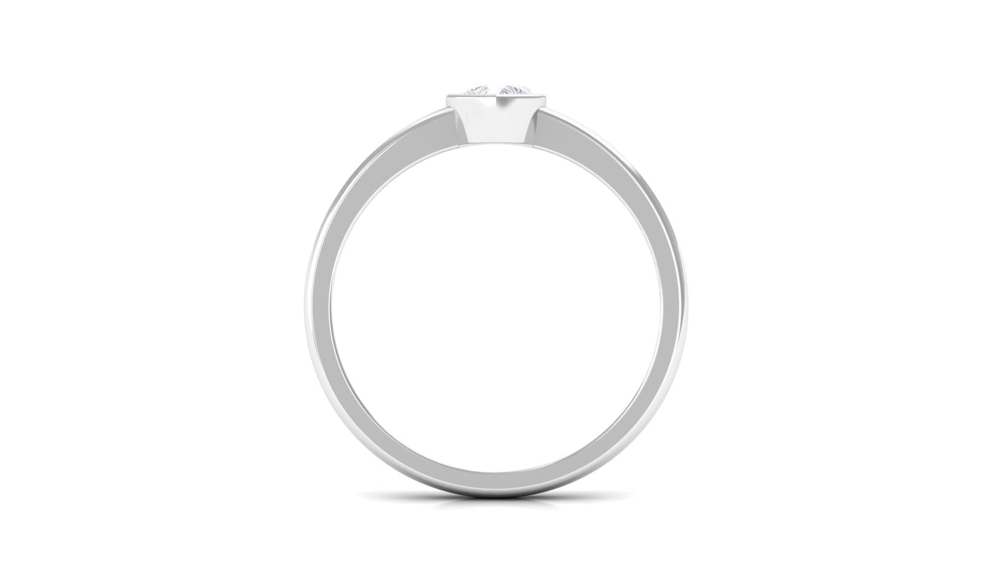 Natural Diamond Heart Promise Ring in Bezel Setting