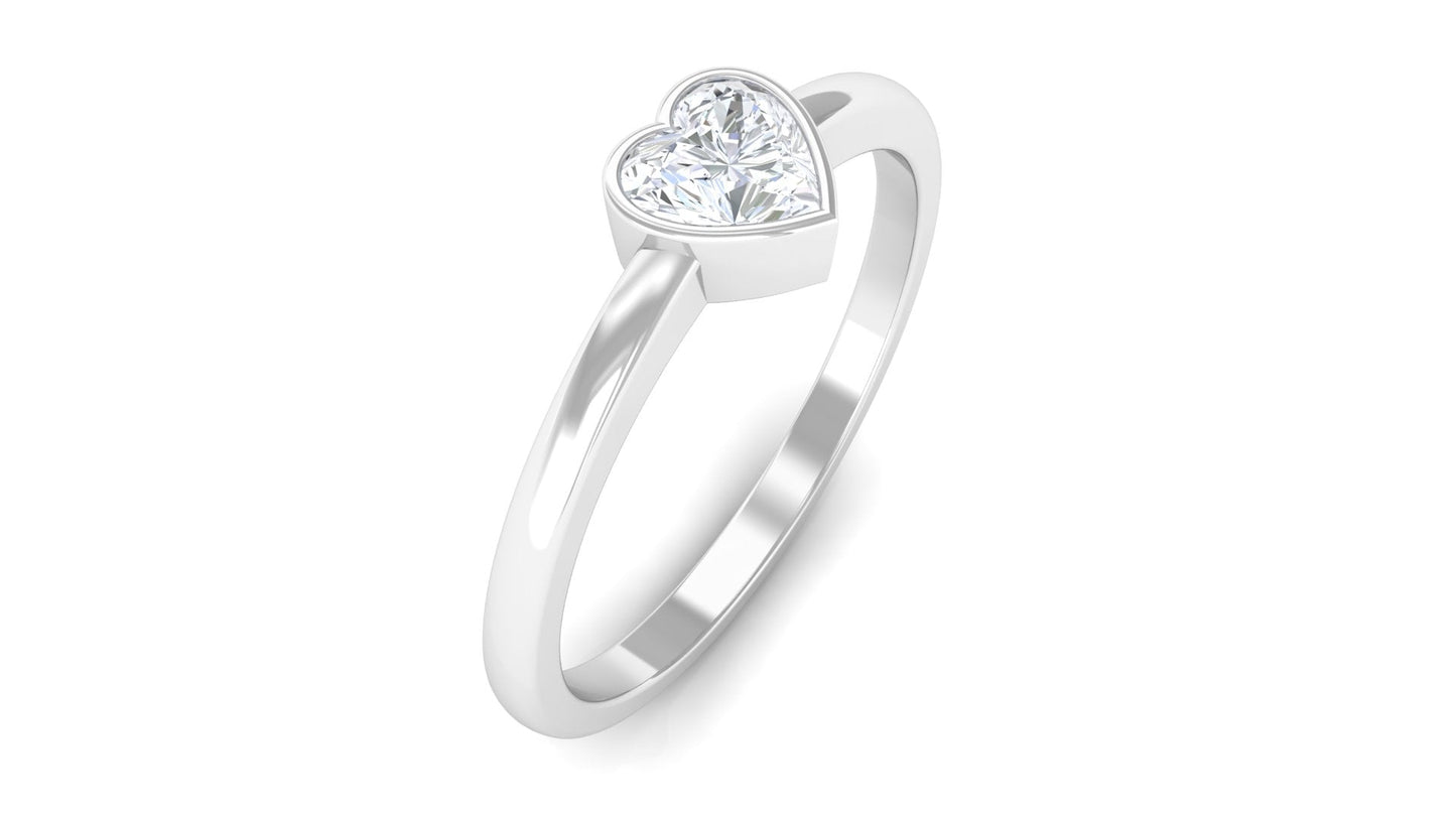 Natural Diamond Heart Promise Ring in Bezel Setting