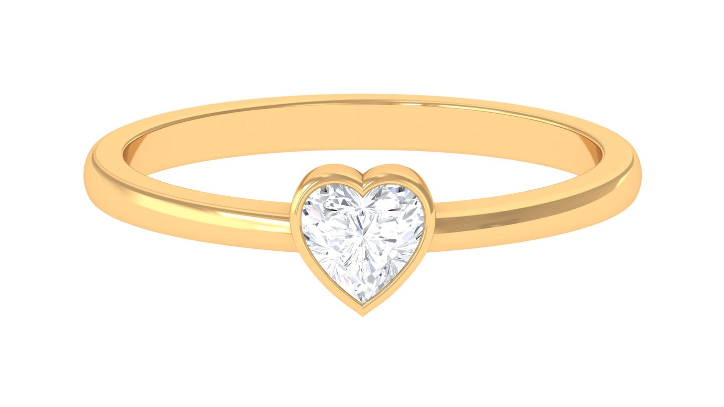 Natural Diamond Heart Promise Ring in Bezel Setting